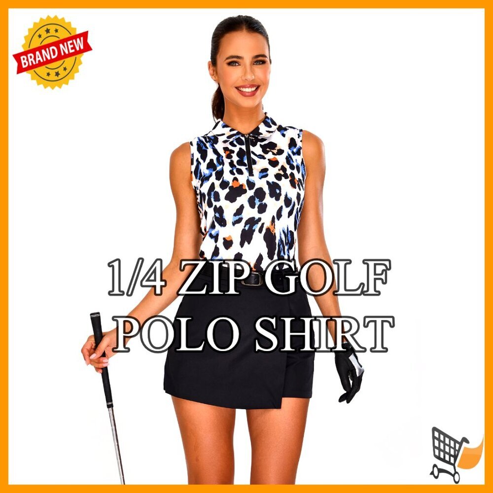 Sleeveless Golf Polo Quick Dry Moisture Wicking Athletic Top Floral Print - Picture 7 of 7